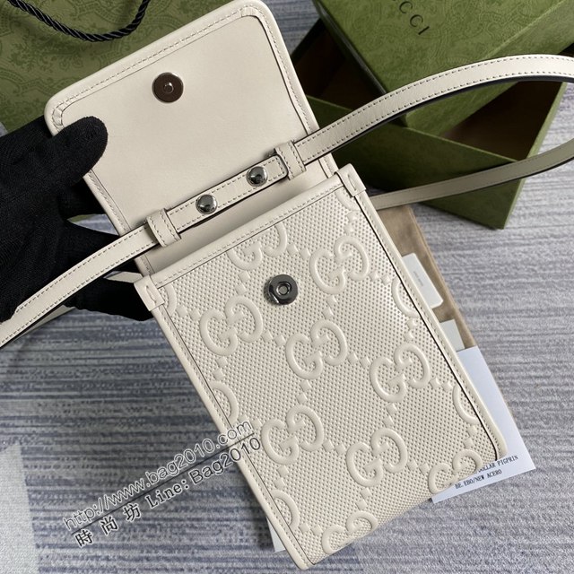 Gucci新款包包 古馳小斜挎包 Gucci迷你手機袋 625571白皮  ydg3043